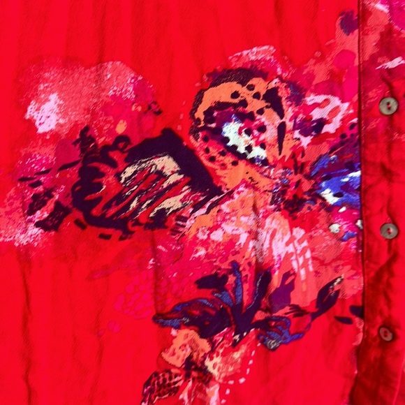 Free people red print button down size medium - Picture 8 of 12